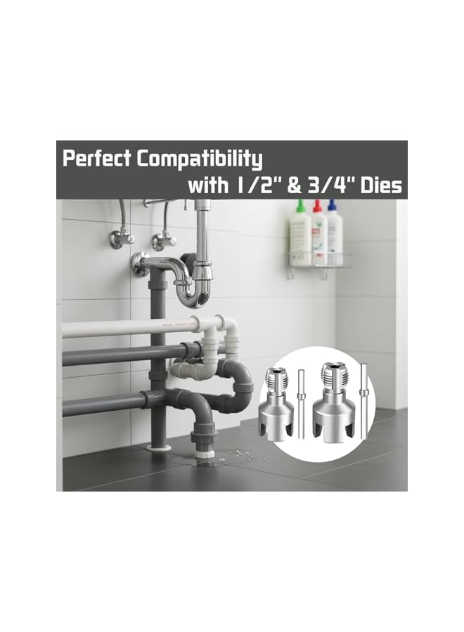 نيبمينينت أداة خيوط الأنابيب PVC 2PCS، أداة خيوط داخلية وخارجية متكاملة للأنابيب بحجم 1/2'' و3/4''، مجموعة أداة خيوط أنابيب متوافقة مع المثاقب الكهربائية. - Image 5